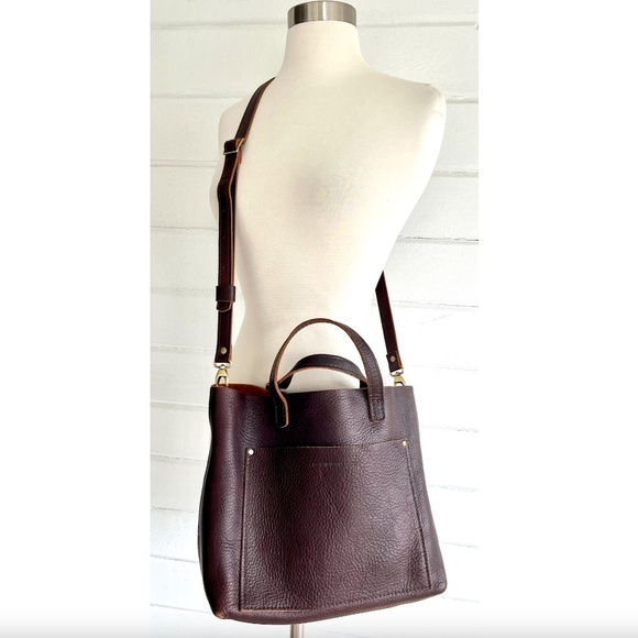 PORTLAND LEATHER GOODS Medium Crossbody Tote in Coldbrew Pebbled Leather - Picture 4 of 16